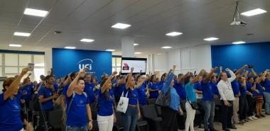 Asamblea de balance del PCC en la UCI. Foto: Rislaidy Pérez Ramos y Héctor Elider González Rodríguez