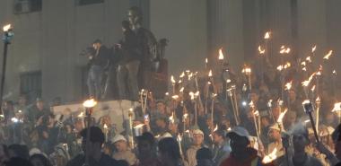 Los jóvenes de la UCI en la Marcha de las Antorchas.